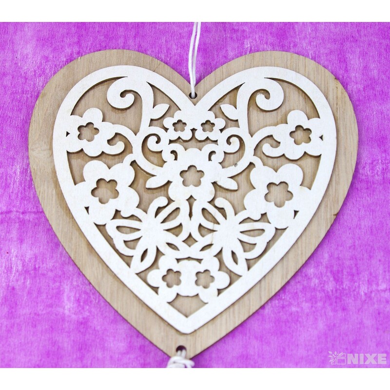 ZÁVĚS SRDCE 13x50cm*PŘÍRODNÍ