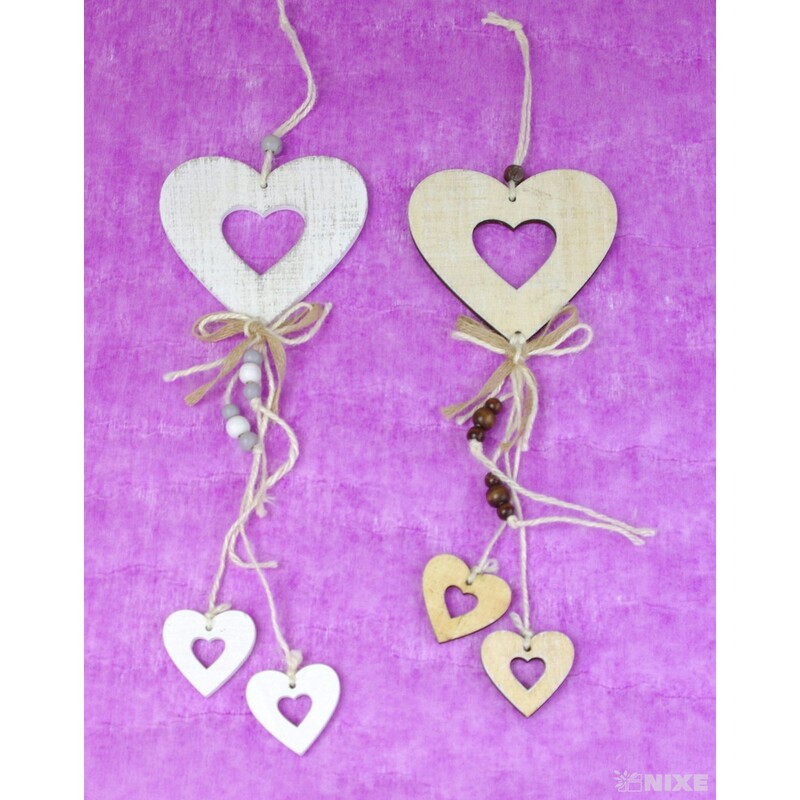 ZÁVĚS SRDCE 10x38cm*PŘÍRODNÍ