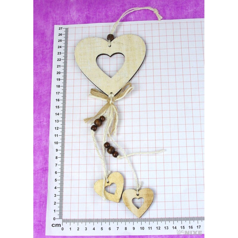 ZÁVĚS SRDCE 10x38cm*PŘÍRODNÍ