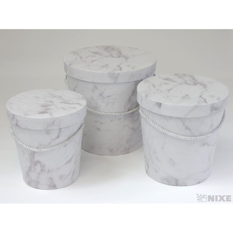 KVĚTINOVÝ BOX 3ks pr. 19x19cm 16x17 14x16*BÍLÁ