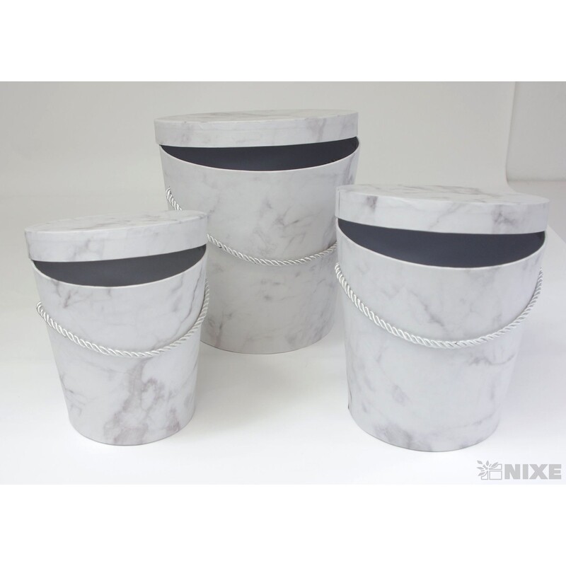 KVĚTINOVÝ BOX 3ks pr. 19x19cm 16x17 14x16*BÍLÁ