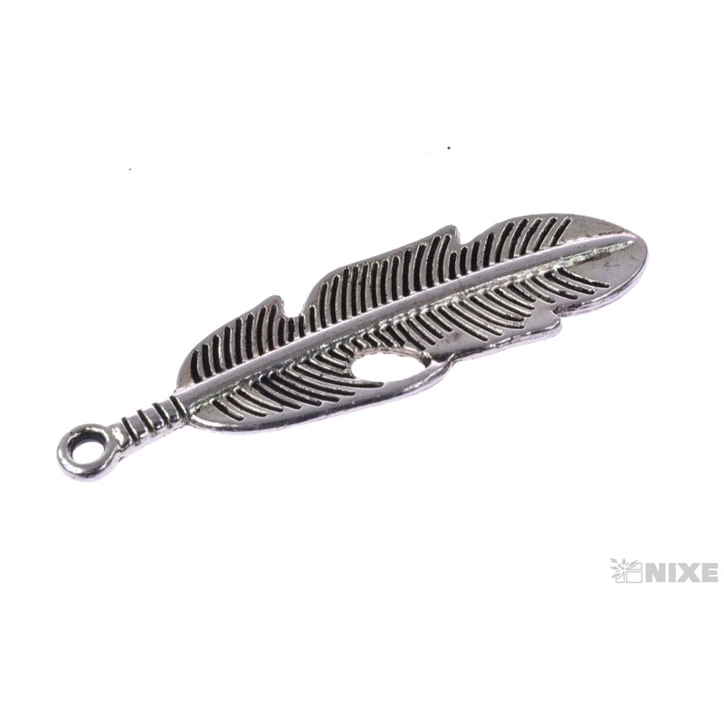 ZÁVĚS KOV PEŘÍ 20ks 4cm*STŘÍBRNÁ