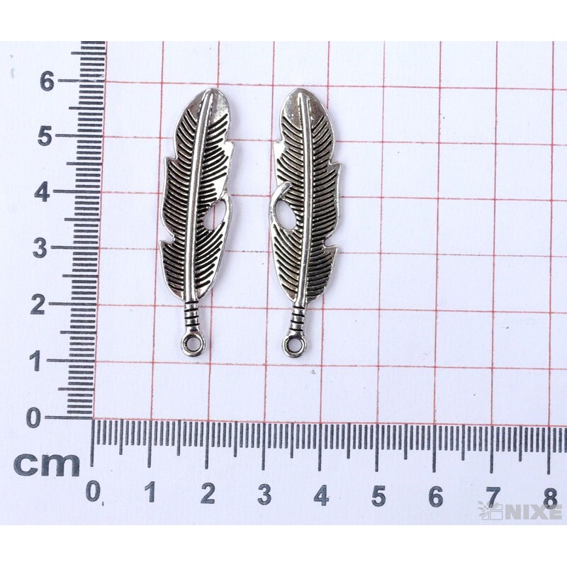 ZÁVĚS KOV PEŘÍ 20ks 4cm*STŘÍBRNÁ