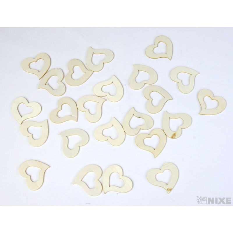 SRDCE DŘEVO 3cm 24ks*MIX BAREV