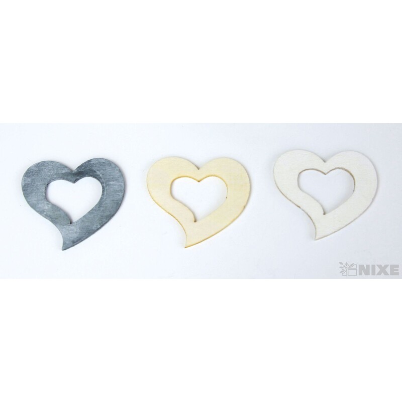 SRDCE DŘEVO 3cm 24ks*MIX BAREV