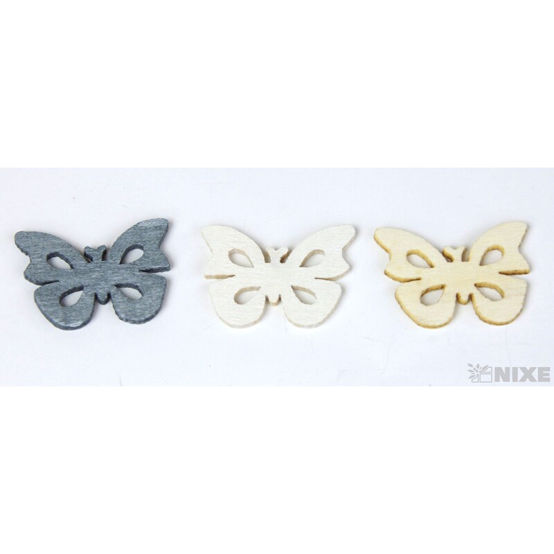 MOTÝL DŘEVO 3x2cm 24ks*MIX BAREV