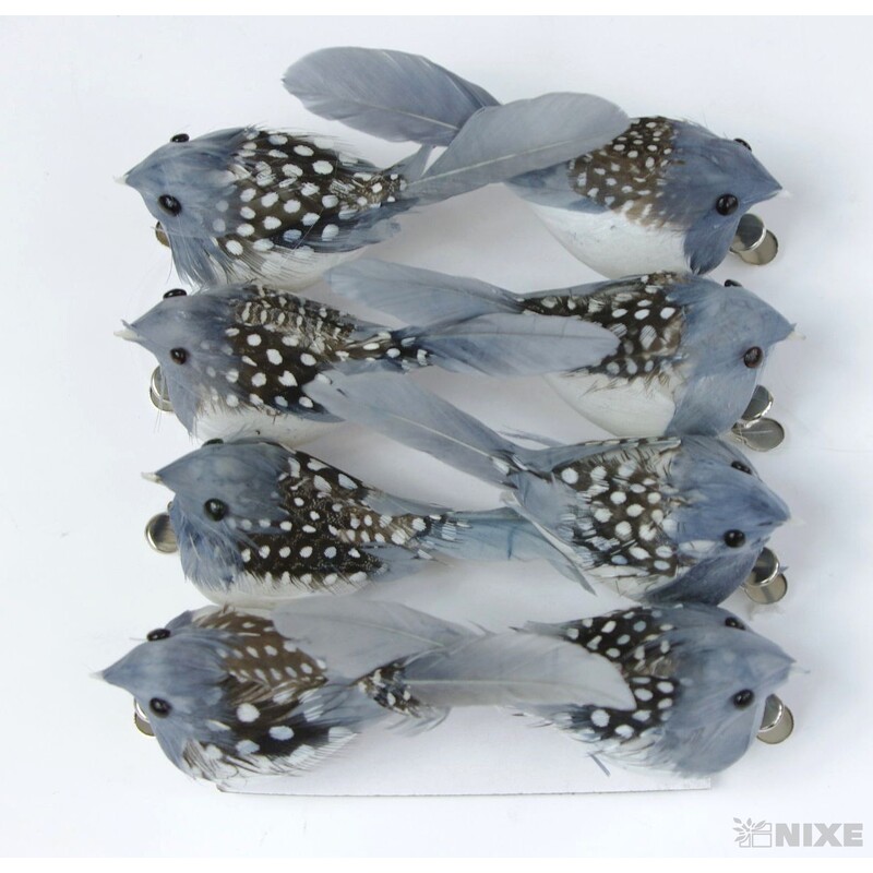 PTÁČEK KLIPS 10cm 8ks*ŠEDÁ V+