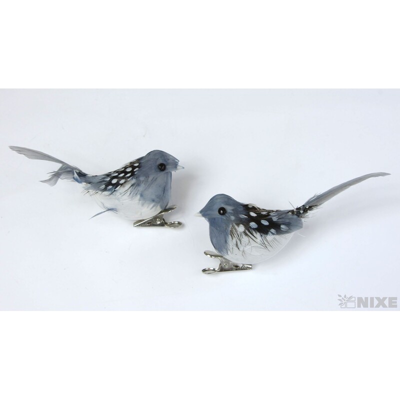 PTÁČEK KLIPS 10cm 8ks*ŠEDÁ V+