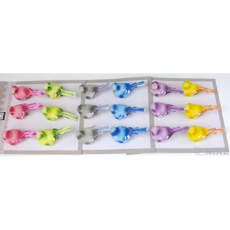 PTÁČEK  KLIPS 8cm 6ks*MIX BAREV