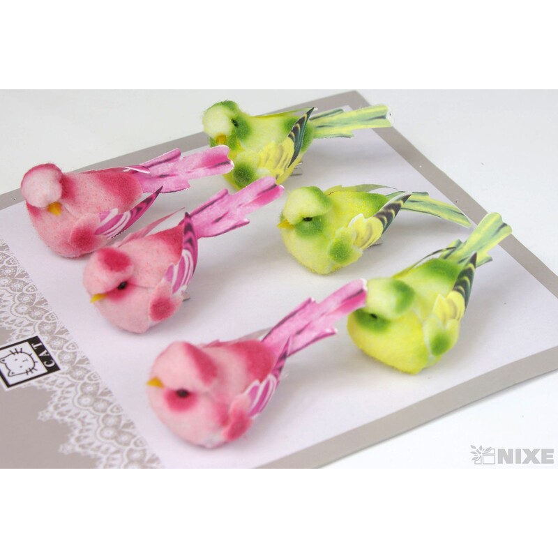 PTÁČEK  KLIPS 8cm 6ks*MIX BAREV