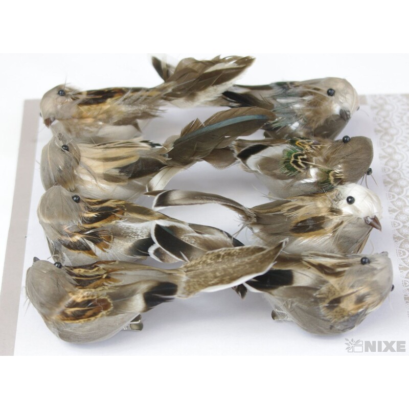 PTÁČEK KLIPS 8cm 8ks*PŘÍRODNÍ