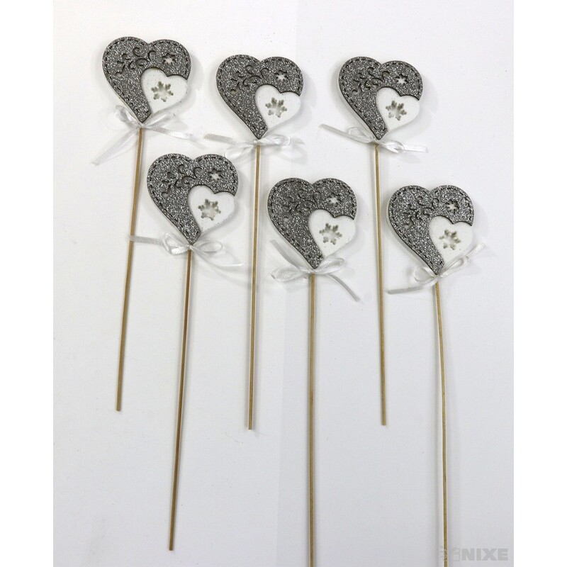 ZÁPICH SRDCE 7x27cm 6ks*STŘÍBRNÁ