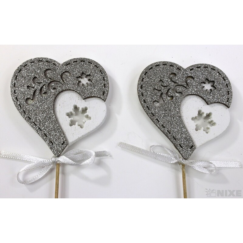 ZÁPICH SRDCE 7x27cm 6ks*STŘÍBRNÁ