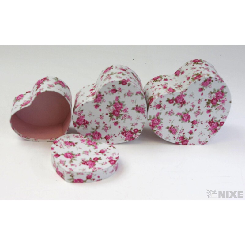 KRABICE SRDCE 3ks 13x7cm 12x6 10x5*