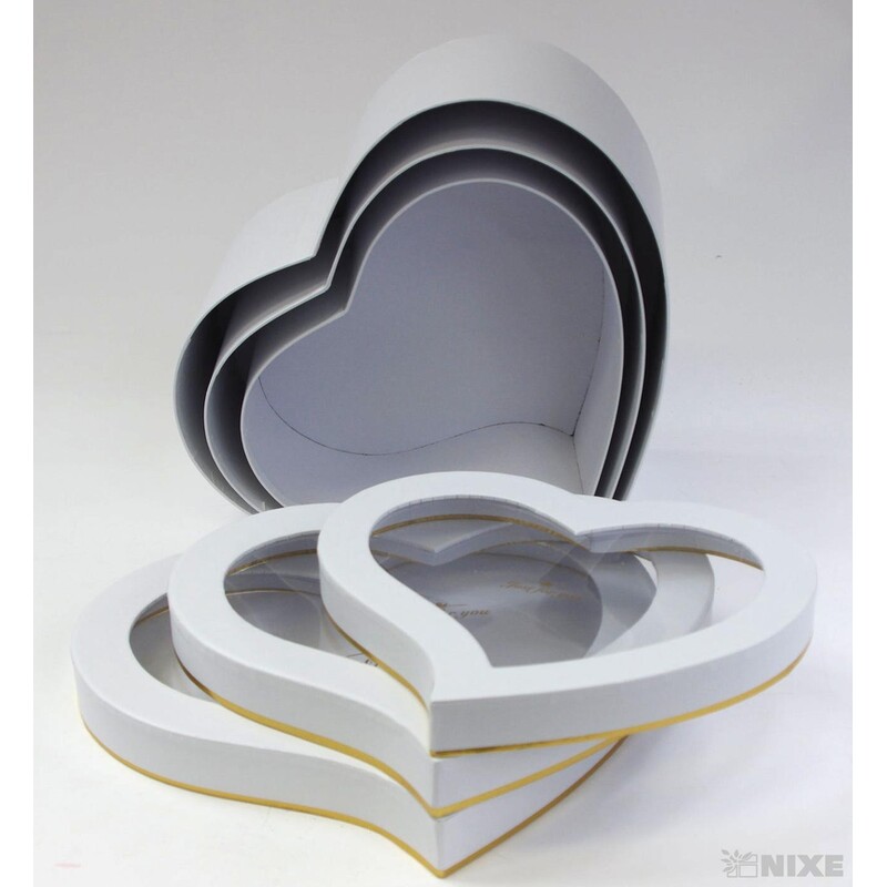 KRABICE SRDCE 3ks 26x11cm 23x10 21x9*BÍLÁ