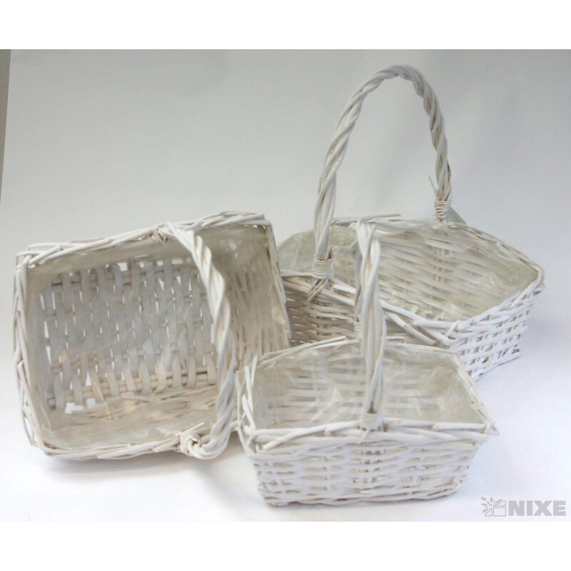 KOŠ 21x28x8cm 17x26x8 07x15x21*BÍLÁ