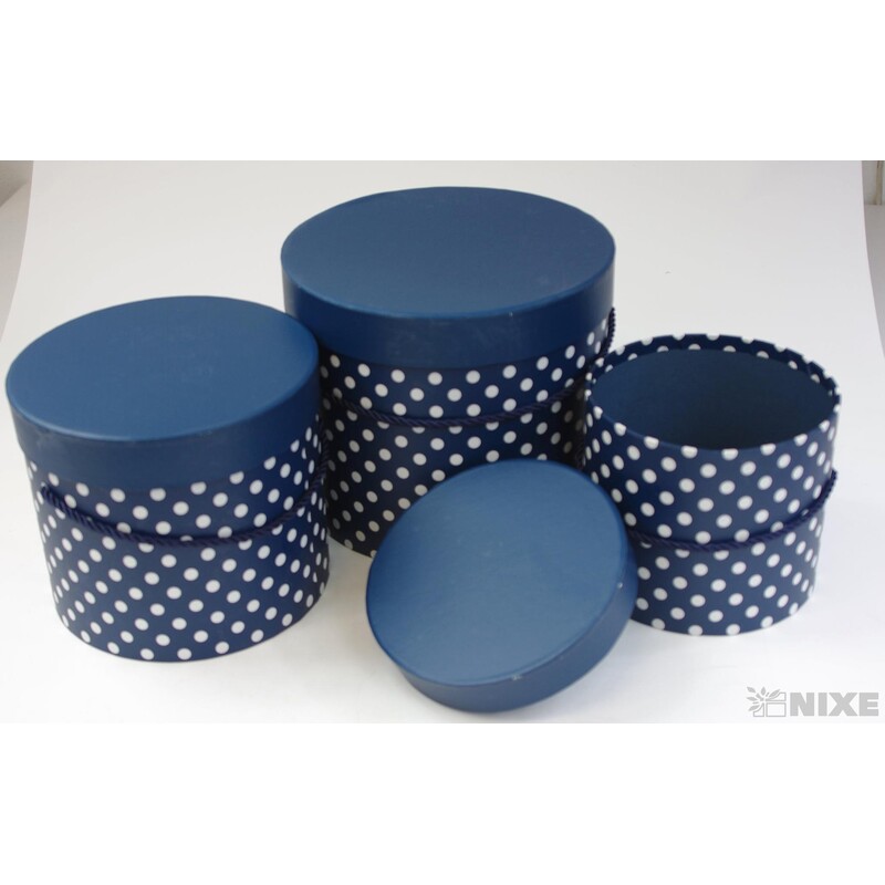 KVĚTINOVÝ BOX PUNTÍK 3ks pr. 21x18cm 18,5x15,5 15x13*MODRÁ