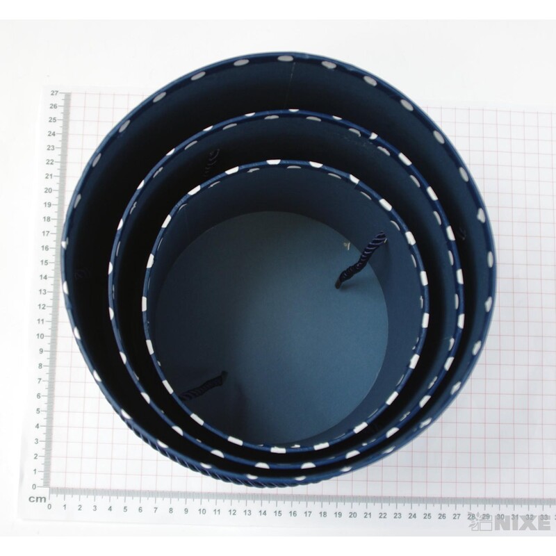 KVĚTINOVÝ BOX PUNTÍK 3ks pr. 21x18cm 18,5x15,5 15x13*MODRÁ