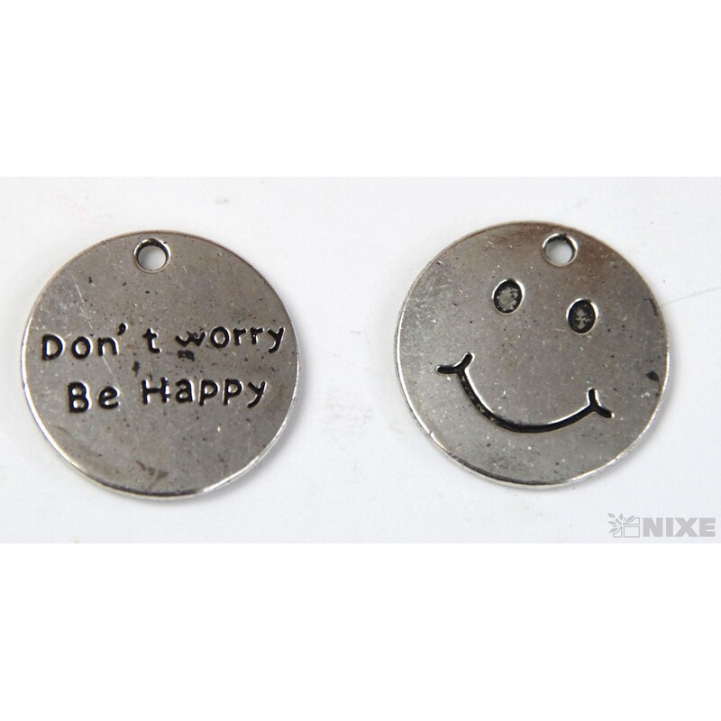 ZÁVĚS KOV SMAJLÍK 20ks 2cm*STŘÍBRNÁ