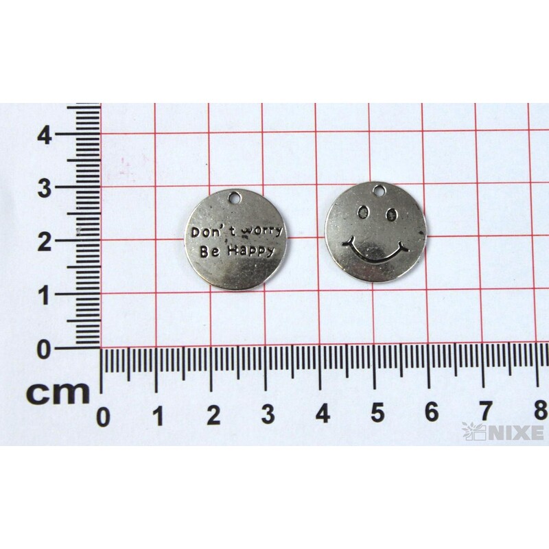 ZÁVĚS KOV SMAJLÍK 20ks 2cm*STŘÍBRNÁ