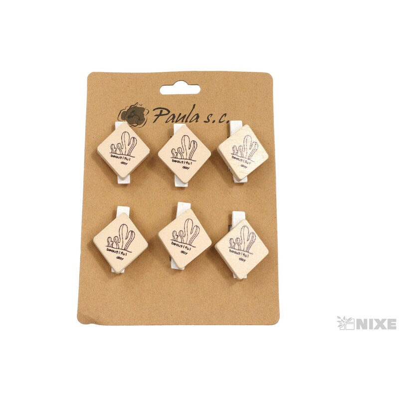 KOLÍČEK KAKTUS 2,5x3,5cm 6ks*PŘÍRODNÍ