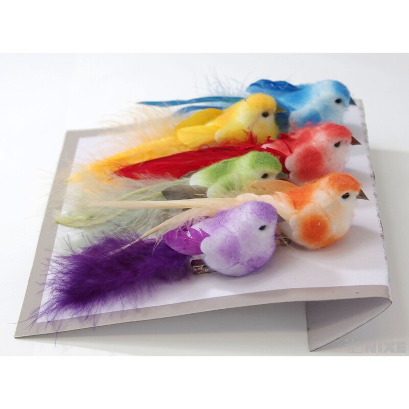 PTÁČEK KLIPS 8cm 6ks*MIX BAREV