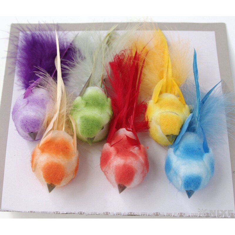 PTÁČEK KLIPS 8cm 6ks*MIX BAREV