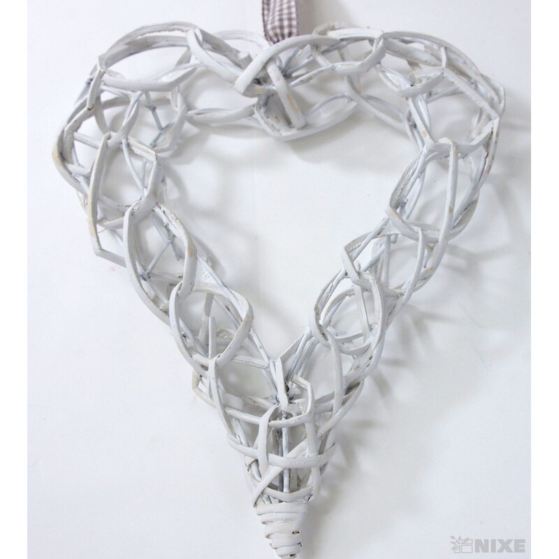 SRDCE RATTAN 25cm*BÍLÁ