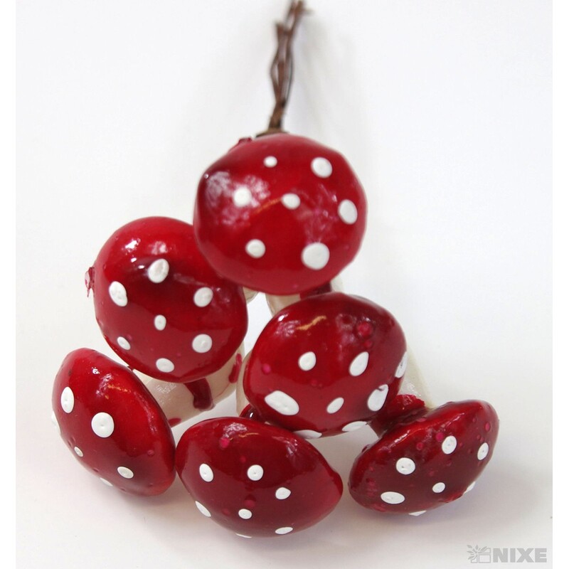 MUCHOMŮRKA 2,5x12x3cm 6ks 12sv*ČERVENÁ