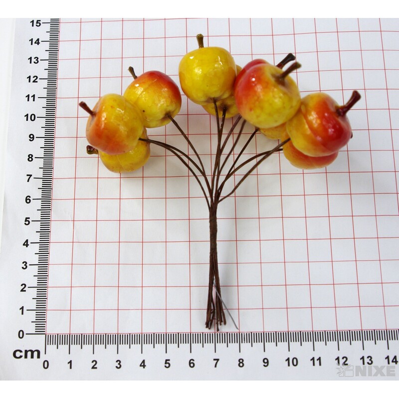 JABLKA 2x13cm 10ks 12sv*ŽLUTÁ+ČERVENÁ