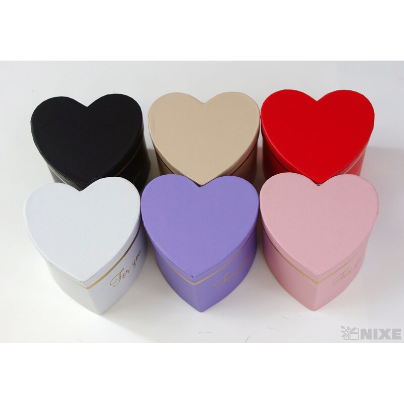 KRABICE SRDCE 6ks 8x8cm*MIX BAREV