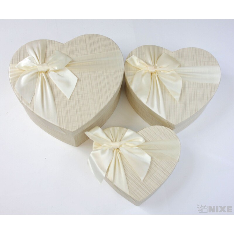 KRABICE SRDCE 3ks 20x8,5cm 16,5x7 13,5x5,5*KRÉMOVÁ