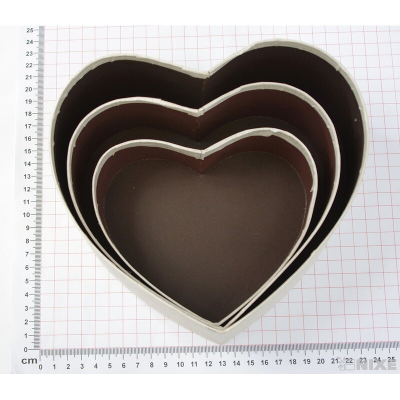 KRABICE SRDCE 3ks 20x8,5cm 16,5x7 13,5x5,5*KRÉMOVÁ