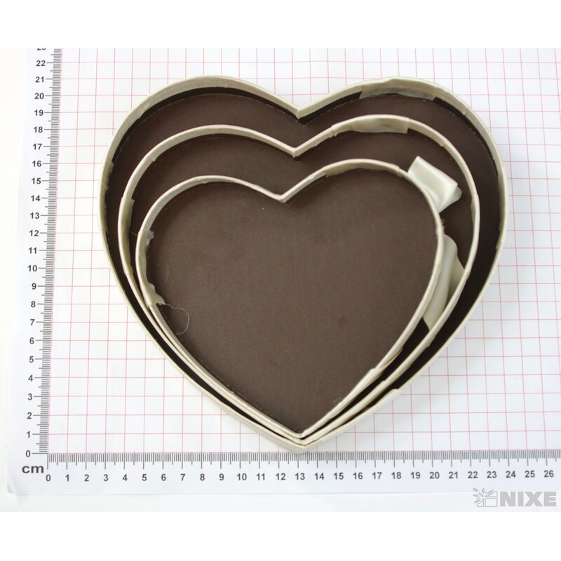 KRABICE SRDCE 3ks 20x8,5cm 16,5x7 13,5x5,5*KRÉMOVÁ