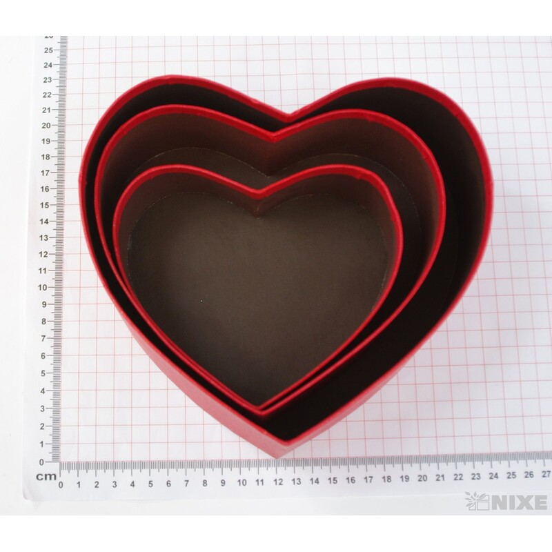 KRABICE SRDCE 3ks  20x8,5cm 16,5x7 13,5x5,5*ČERVENÁ