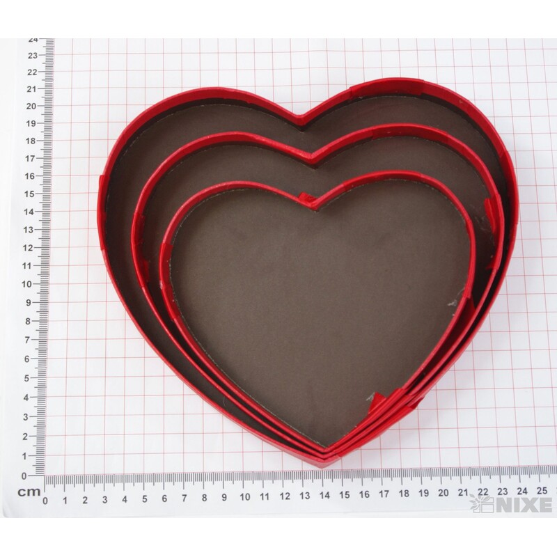 KRABICE SRDCE 3ks  20x8,5cm 16,5x7 13,5x5,5*ČERVENÁ