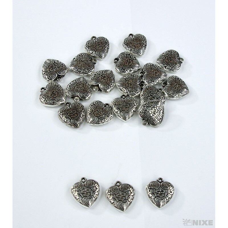 ZÁVĚS KOV SRDCE 20ks 2,5cm*STŘÍBRNÁ
