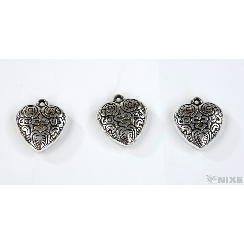ZÁVĚS KOV SRDCE 20ks 2,5cm*STŘÍBRNÁ