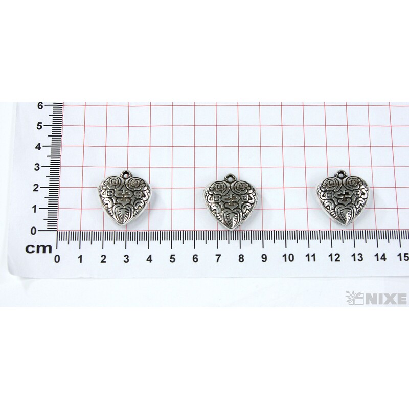 ZÁVĚS KOV SRDCE 20ks 2,5cm*STŘÍBRNÁ