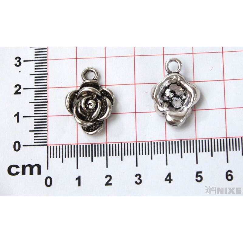 ZÁVĚS KOV RŮŽE 20ks 1cm*STŘÍBRNÁ