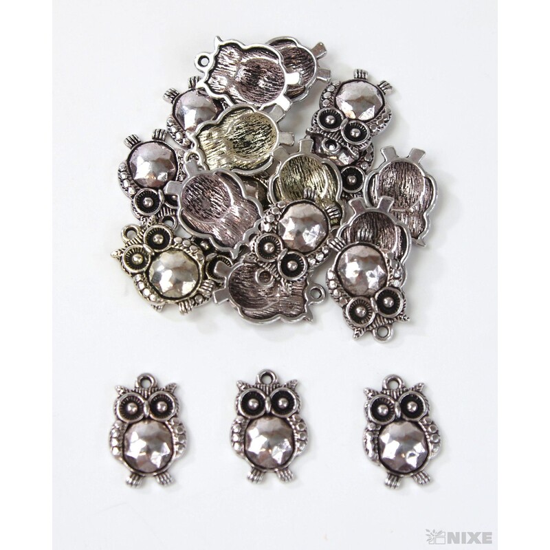 ZÁVĚS KOV SOVA 20ks 2cm*STŘÍBRNÁ