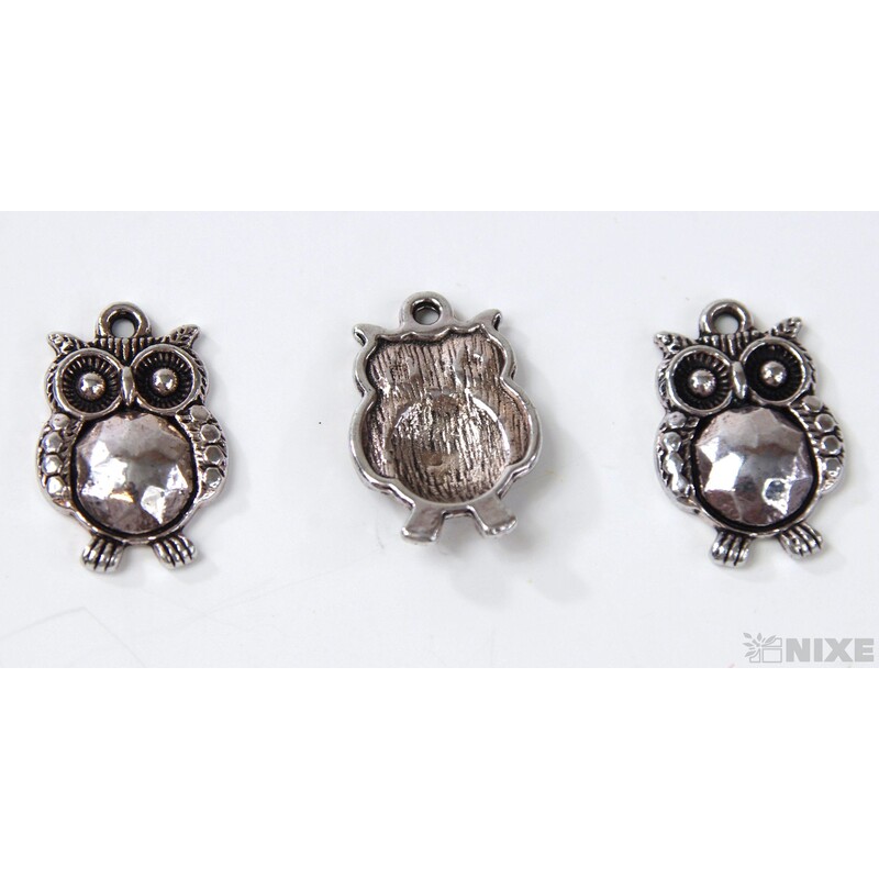 ZÁVĚS KOV SOVA 20ks 2cm*STŘÍBRNÁ