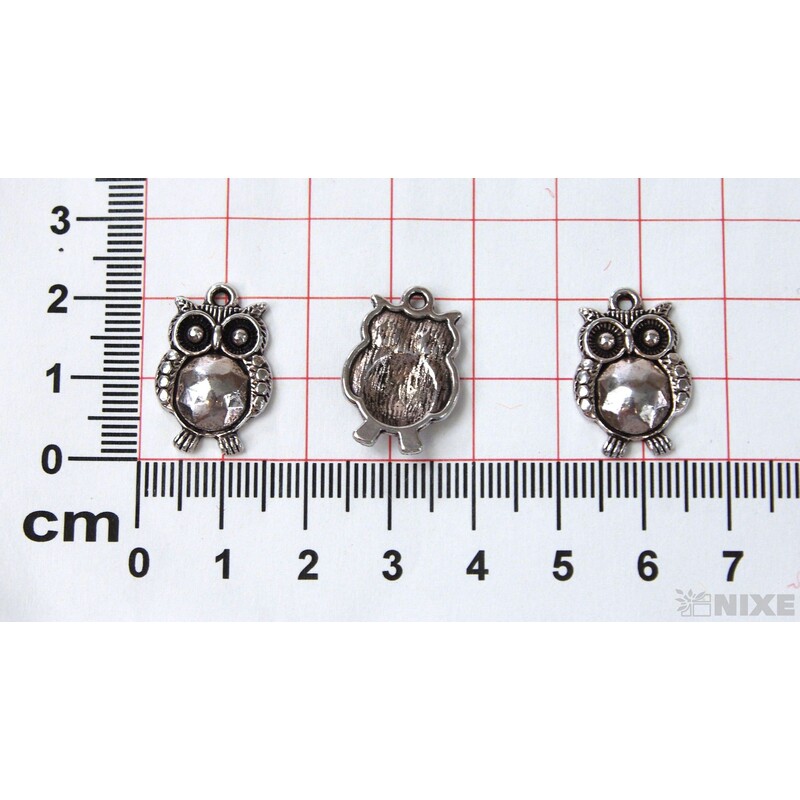 ZÁVĚS KOV SOVA 20ks 2cm*STŘÍBRNÁ