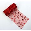 ORGANZA TISK SRDCE 12cmx10yd*ČERVENÁ
