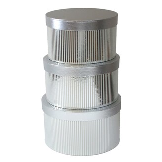 KRABICE OVÁL 3ks 24x21x15cm 22x20x13 20x18x12*STŘÍBRNÁ