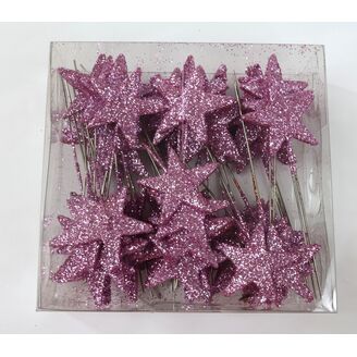 ŠPENDLÍK HVĚZDA 40mmx9cm 48ks*RŮŽOVÁ