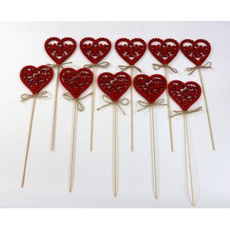 ZÁPICH SRDCE 8x28cm 10ks*ČERVENÁ