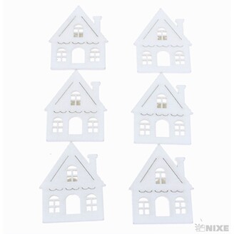 DOMEČEK NALEP. 4cm 6ks*BÍLÁ