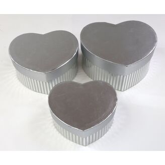 KRABICE SRDCE 13x7cm 11x6 10x5*STŘÍBRNÁ