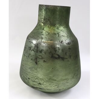 VÁZA SKLO PATINA 26cm*ZELENÁ